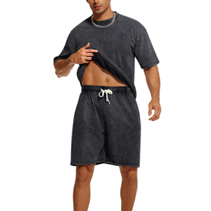 Camisetas de Manga Corta para Hombre, Conjunto de Dos Piezas, Color en Contraste, 100% Algodón, Transpirable, Estilo Urbano, OEM, Nueva Llegada, Gran Venta - Product Image 4