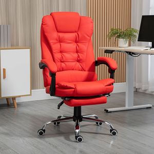 Sedia da Ufficio Direzionale Reclinabile con Schienale Alto, Base in Nylon, Braccioli e Poggiapiedi, Certificata BIFMA, Sedia Girevole Rossa - Product Image 2