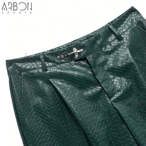Pantalones Cortos de Cuero Genuino Verde Oscuro, Moda Urbana Hip Hop 2026, Proveedor de Alta Calidad, Última Tendencia, Servicio OEM ODM - Product Image 5