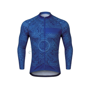 Ensemble de maillot de cyclisme pour homme, manches longues, motif bleu circuit, séchage rapide, respirant, vêtements de vélo de route - Product Image 2