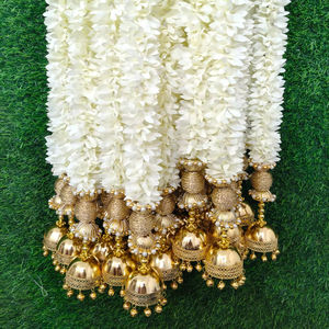 Fleur de jasmin artificielle haut de gamme avec dôme et guirlande suspendue pour mariage, Onam, Pongal, fête de l'inauguration de la maison, Nikah, décoration de fête festive - Product Image 1