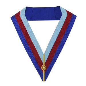 Collar de Capítulo Masónico Royal Arch, Terciopelo Rojo, Triple Tau, Insignia con Flecos Dorados, Regalia Ceremonial - Product Image 6
