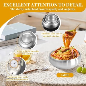 Bol moderne en acier inoxydable pour cuisine, restaurant, hôtel – Idéal pour servir, mélanger, préparer les salades et les aliments – Vaisselle durable et antirouille – Vente en gros - Product Image 4