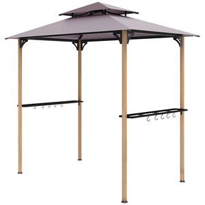 8 'X 5' doppia griglia Barbecue Gazebo riparo 2 ripiani laterali 10 ganci per giardino giardino giardino pergolato per cucina all'aperto - Product Image 1