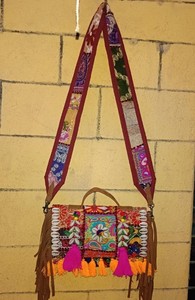 Fashion Bohemian Clutch Embroidered Patchwork <b>Handbag</b> <b>Beaded</b> Flowers Tassels Small Capacity Zipper Closure Artland International - Product Image 3