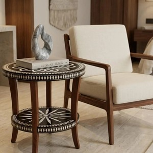 Console et tabourets décoratifs en os incrusté, qualité unique, faits main, élégants, pour salon et bureau - Product Image 1