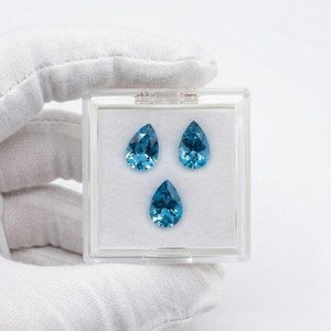 Natural London <b>Blue</b> Topaz Gemstone Pear Cut Faceted Loose Stone 2.00Ct for Jewelry Making - Product Image 3