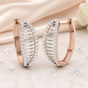 Pendientes de Aro de Oro Rosa de Lujo con Diamantes Redondos de Corte Brillante, Joyería para Mujer en Oro de 10K, 14K, 18K, Plata 925 y 935 - Product Image 1