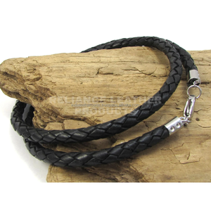 Cordón de Cuero Trenzado Negro de 5mm al por Mayor con Conectores Plateados en Plata 925 para Pulseras, Collares y Proyectos - Product Image 5