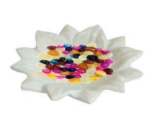 Bol décoratif en marbre blanc naturel, plateaux décoratifs, flûtes, bol à fruits en marbre, bol à volants en marbre, décoration intérieure - Product Image 6