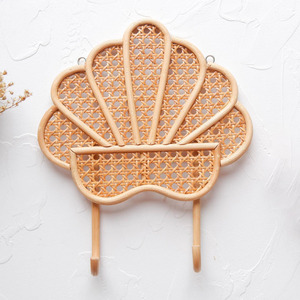 Crochets muraux en rotin et coquillages, best-seller, crochets en cannage naturel pour suspendre accessoires et vêtements - Product Image 3