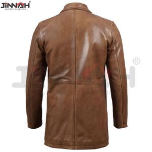 Abrigo Clásico de Cuero Genuino para Hombre con Cuello Alto, Logotipo y Colores Personalizables, Abrigo Impermeable de Invierno, Compre un Nuevo Diseño en Cuero - Product Image 2