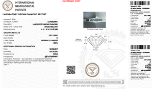 เอ็น.เอ็น. ขายแหวนเพชรเม็ดเดี่ยวทรงกลมเจียระไนแบบบริลเลียนท์ น้ำหนัก 0.87 กะรัต เพชรเพาะเลี้ยงในห้องปฏิบัติการ สี D ความสะอาดระดับ Clarity ได้รับการรับรองจาก IGI ผลิตด้วยวิธี HPHT - Product Image 2