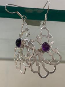 Earrings With And Natural Amethyst Gemstones Jewelry For Women Wholesale Lot Gemstone Shape <b>Silver</b> Fine <b>Stud</b> Earrings - Product Image 1
