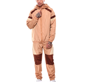 Ensemble de survêtement coupe-vent à capuche pour homme, motif léopard, décontracté, pour le jogging, été, taille élastique, matière personnalisable sur le devant - Product Image 1