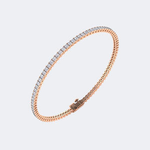 3.00CTW 10k <b>Gold</b> Plated Lab Grown Princess Prong-<b>Set</b> Diamond Luxury Line Bracelet - Product Image 3