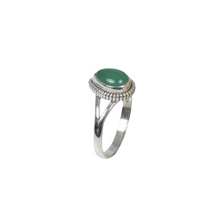 Cabochon en onyx vert naturel pierre précieuse solide 925 bague en argent Sterling faite à la main bijoux en argent Sterling 925 bague estampillée bijoux - Product Image 1