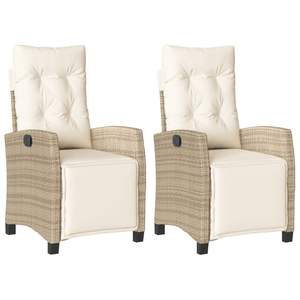 Ensemble de 2 chaises de jardin inclinables beiges - Product Image 2