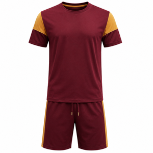 Midweight 100% Cotton Printed Mesh Fabric Contrast 2-Piece Men's Slim Fit Solid Breathable T-Shirt Short <b>Set</b> Quick Dry <b>twin</b> <b>sets</b> - Product Image 5