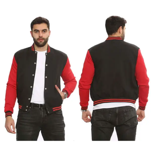 Chaqueta Varsity Azul Marino y Gris para Hombre con Cierre de Botones, Estilo Preppy, Corte Regular, para Otoño, Material de Felpa - Product Image 3