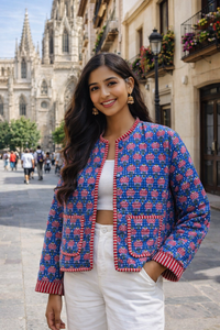 Women's Winter <b>Jacket</b> with Hand Embroidered Suzani Design <b>White</b> Fabric Bridesmaid Gift or Women's Clothing OEM ODM Bulk Sale - Product Image 1