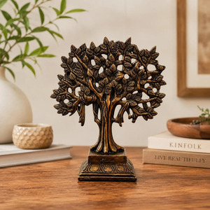 SHUBHAM - Figura Decorativa de Árbol de la Vida en Resina de Bronce, Escultura de Hojas, Centro de Mesa, Decoración del Hogar, Regalo - Product Image 1
