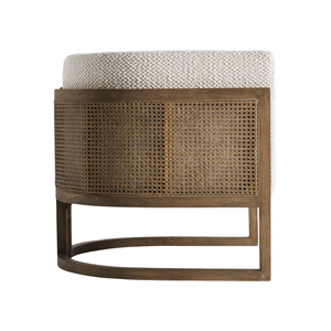 Sillón de Salón de Lujo para Interiores, Madera de Teca Sólida con Panel de Ratán Tejido Natural, Silla Acolchada con Estructura Curva, Muebles de Resort - Product Image 3