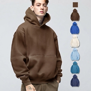 Sweat-shirt à capuche épais 100 % coton pour homme, coupe ample, avec logo imprimé, personnalisable, pour impression floquée - Product Image 2