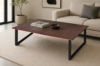 Table à manger pliable en bois massif à bord naturel, style industriel moderne, avec base en métal et bord d'arbre organique, pour usage hôtelier