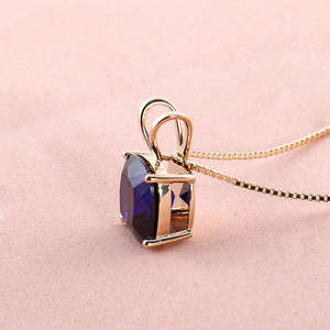 Colgante de Moda con Gema Azul de Corte Cojín y Circonita para Mujer, Plata de Ley 925, Joyería Fina de Lujo de Alta Calidad - Product Image 3