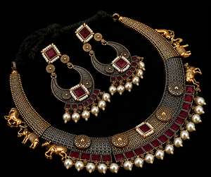 Wholesale Trendy Copper Oxidized Antique Finish Black Zinc Plated Lovers Cushion Cut Onyx Party Necklace Earring Set Women's - Product Image 4