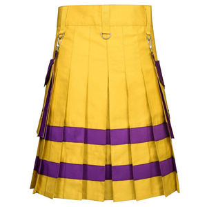 Kilt utilitaire en coton jaune et violet pour pompier, deux poches latérales amovibles, OEM ODM - Product Image 4