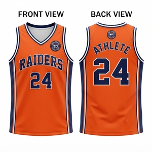 Camiseta de Baloncesto Personalizada Sublimada sin Mangas con Tirantes Ajustables de Secado Rápido, 180 GSM, Malla de Poliéster, Azul Marino y Rojo, Impresión Digital Completa - Product Image 1