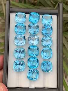 Topaze bleue naturelle taille coussin 20 carats, pierre précieuse de clarté immaculée, pierre libre certifiée par un tiers pour la fabrication de bijoux en gros - Product Image 1