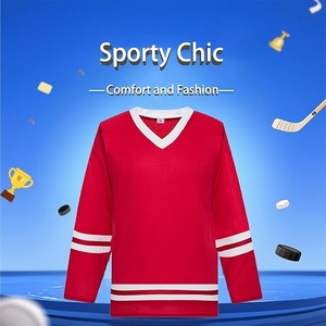 Premium Quality Sublimated Red and White Ice Hockey Jersey High Quality Plain Blank Ice Hockey Shirts for Unisex - Product Image 3