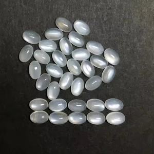 Certificado 6mm X 8mm Piedra lunar gris natural Cabujón plano ovalado Piedras preciosas genuinas sueltas Compre en línea ahora al mejor precio asequible - Product Image 2