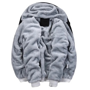 Men's Navy Blue Hooded Fleece Jacket With Yellow Lining Zipper Casual Autumn Wear Regular Fit Solid Color Knitted Windproof 2027 - Product Image 3