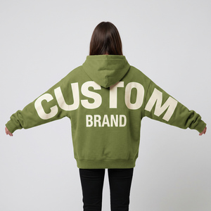 Sweat à capuche épais personnalisé pour femme en molleton de coton brossé, coupe oversize avec détails appliqués et teinture vintage - Product Image 5