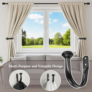 Elegant Black <b>Tiebacks</b> for Curtains Wall-Mounted Curtain Holdbacks Hooks Drape Curtain Holder Wall Curtain Poles Accessory - Product Image 2