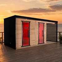 Sauna extérieur en pin thermocellé avec option Wi-Fi intelligent, thérapie par lumière rouge, sauna cube à vapeur pour 4 à 8 personnes, chauffage électrique noir, OEM