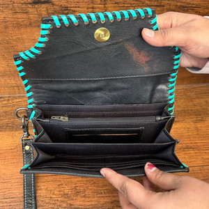 Cartera de mano de cuero de vaca de diseñador de alta calidad, billeteras talladas a mano, billeteras de cuero genuino para tarjetas de crédito para mujer - Product Image 6