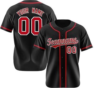 TOFEN SPORTS - Camiseta de Béisbol Personalizada para Hombre, Cuello en V, Invierno, Negro y Rojo, Ribete en Contraste, Manga Corta, Botones, Transpirable - Product Image 1