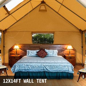 <b>Large</b> 12x14ft PVC Storm Flap Wall <b>Tent</b> Waterproof Canvas Camping <b>Tent</b> with Stove Hole 6m Area Single Unit - Product Image 4