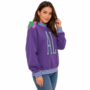 เสื้อสเวตเชิ้ตคอเต่า Alabama ลายตารางพร้อมตัวอักษรและลายริบบิ้น ปักลาย AL แบบกำหนดเอง เสื้อสเวตเชิ้ตคอเต่าสำหรับฤดูหนาว - Product Image 2