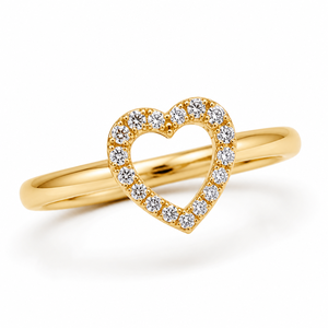 Anillo de Compromiso Romántico para Mujer, Diseño de Corazón Abierto, Oro Amarillo de 14K con Rodio, Certificado IGI, Diamante Cultivado en Laboratorio con Corte Brillante - Product Image 1