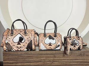 New Arrival Hot Selling Hand Tooled Cowhide <b>Leather</b> <b>Small</b> Speedy <b>Bags</b> Trending Spade Design Floral Crossbody Travel Handbags - Product Image 4
