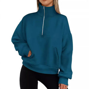 Sweat-shirt à col montant pour femme, personnalisable, de haute qualité, en coton 100% tissé, écologique, avec logo frontal, chaud pour l'hiver - Product Image 4