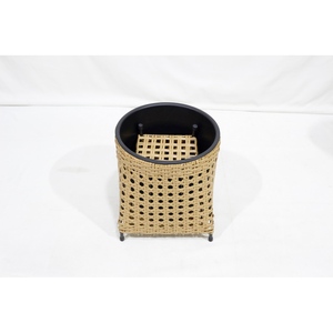 Ensemble de 2 jardinières trapézoïdales en polyrotin tressé à la main avec pots intérieurs en plastique amovibles, jardinières en osier pour l'extérieur, pour la maison et le jardin - Product Image 2