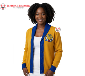 Sigma Gamma Rho High Quality Custom Designed Knitted <b>Cardigan</b> <b>Sweater</b> Solid Button Embroidered Greek College Anti-Wrinkle - Product Image 5