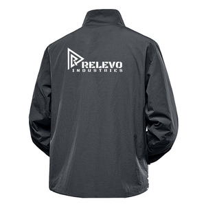 Veste bomber coupe-vent pour homme Relevo personnalisée, col montant, fermeture éclair, couleur unie noire, veste décontractée streetwear - Product Image 2